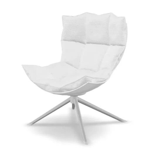 3D model of a padded scallop chair in white