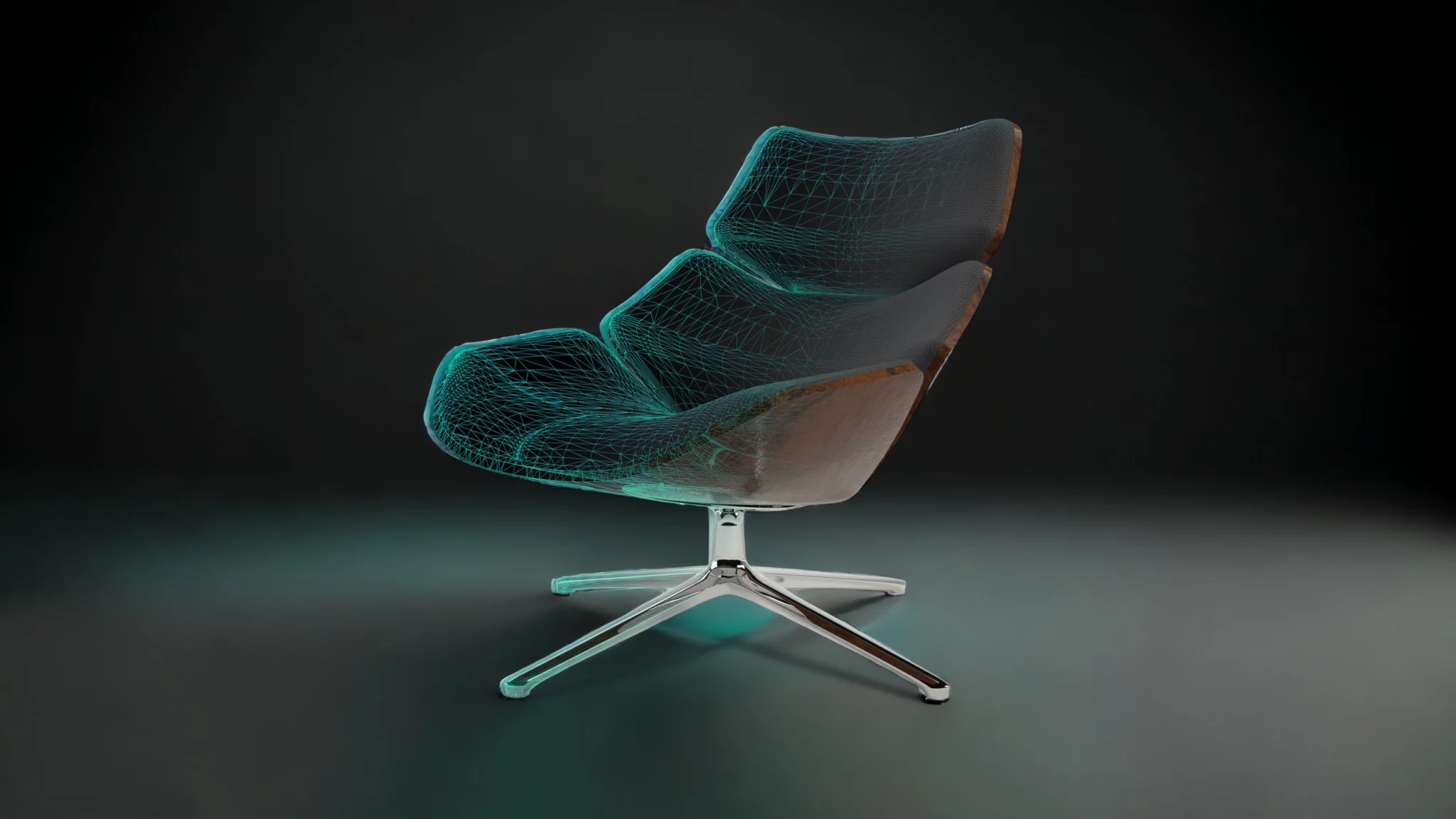 wireframe 3d model of a chair