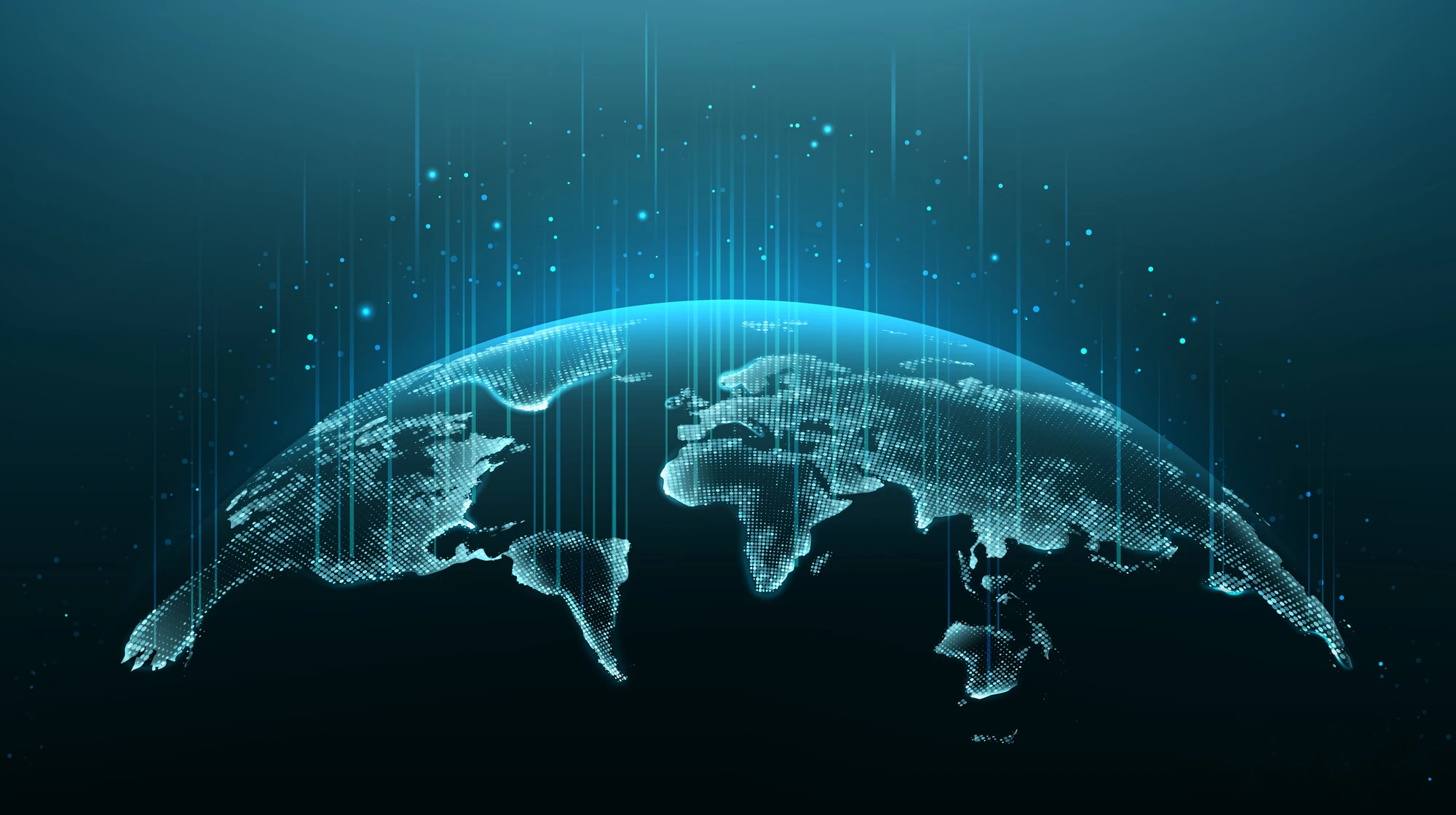 artwork of earth showing digital network