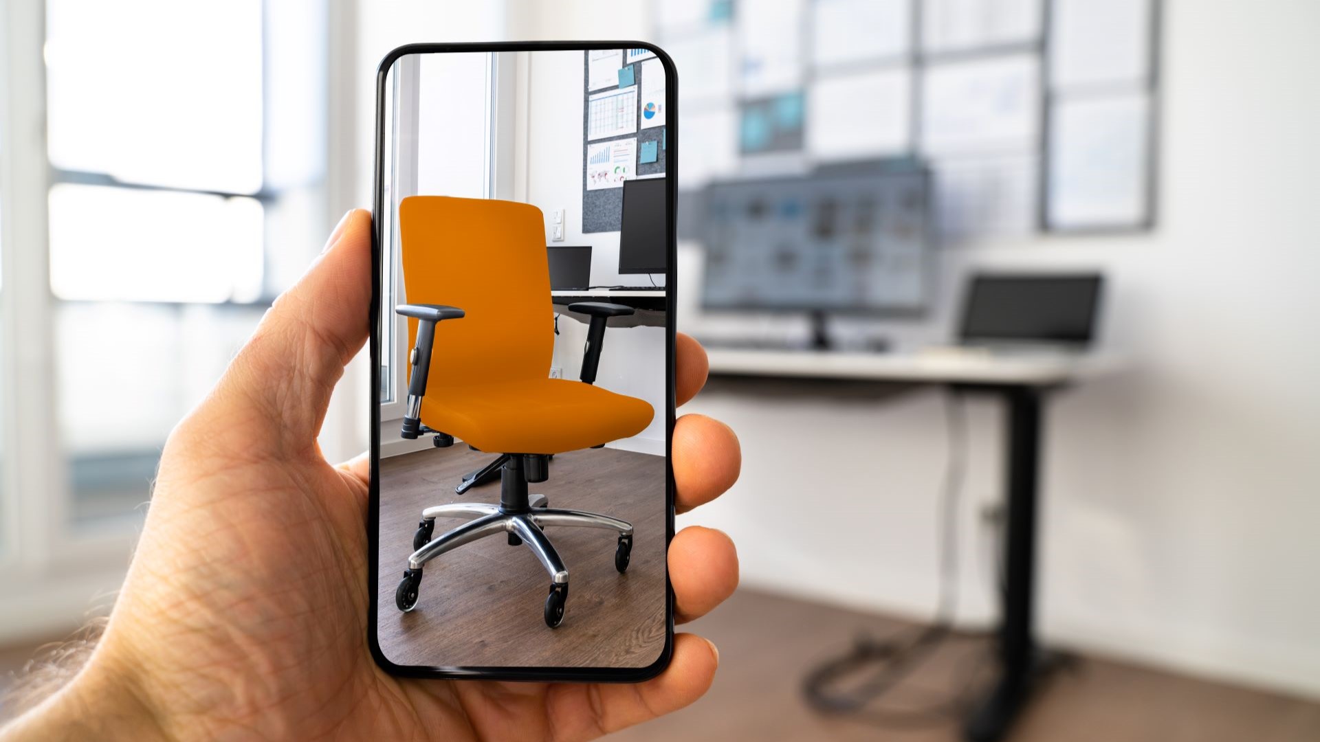 augmented reality office chair in an office